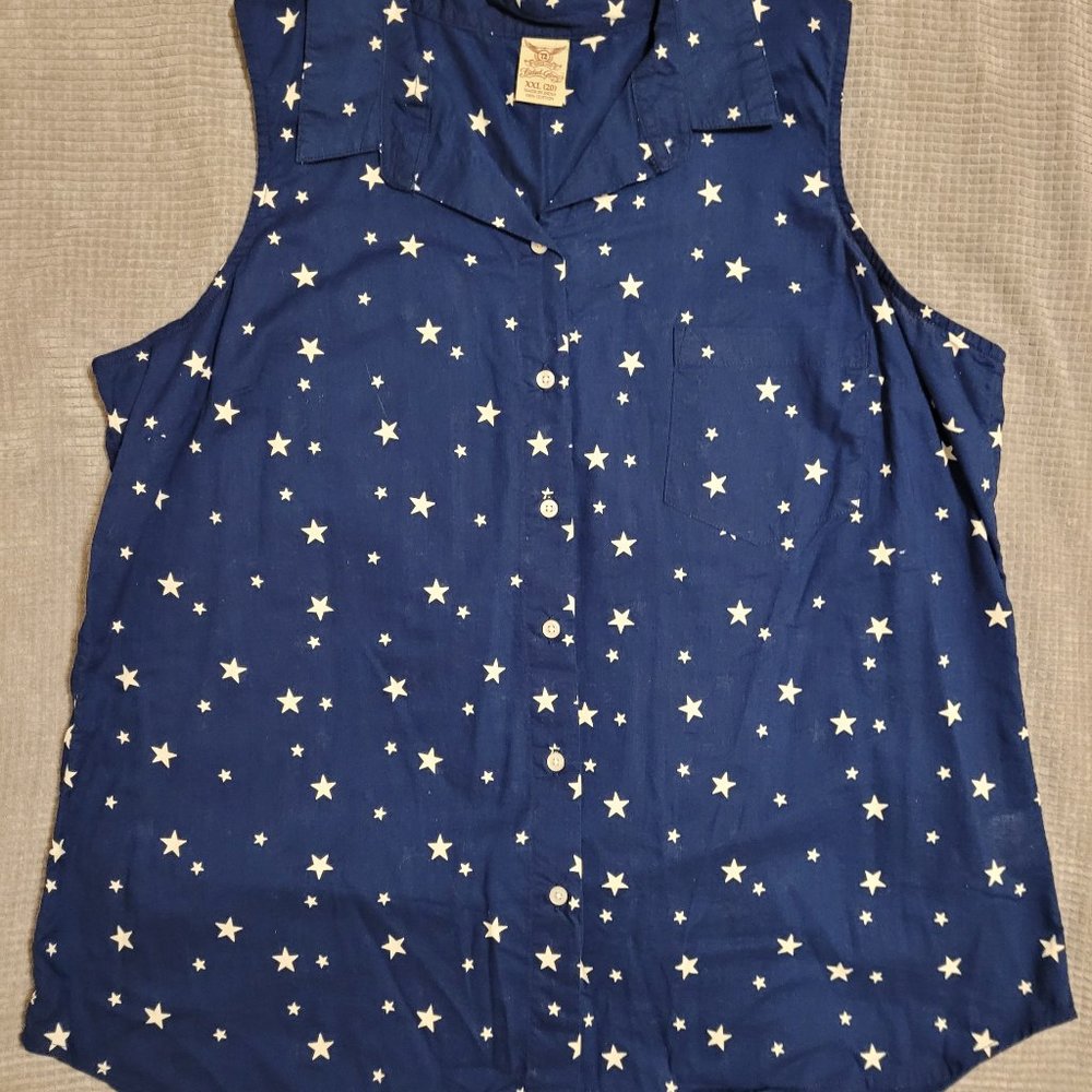 Junior Button Down Sleeveless Top